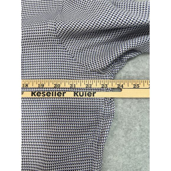 Johnston & Murphy Dress Shirt Sz L Blue Brown White Textured Button Up Flip Cuff - Picture 11 of 13